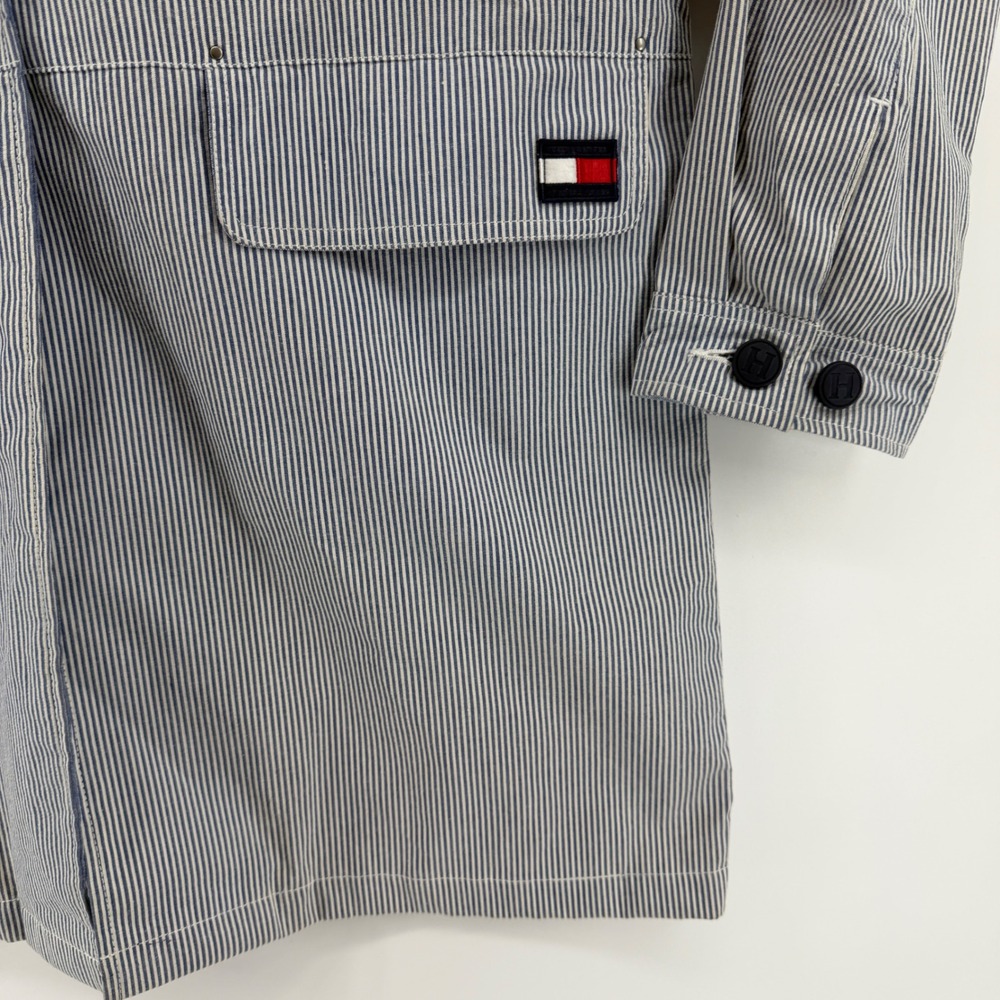 Tommy Hilfiger Womens Hickory Stripe Barn Coat Blue White Medium - Picture 3 of 9